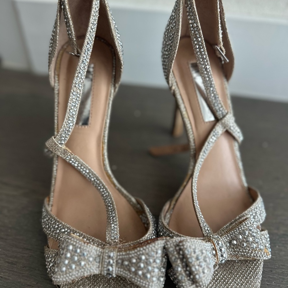 INC International Concepts Silver Strappy Heels